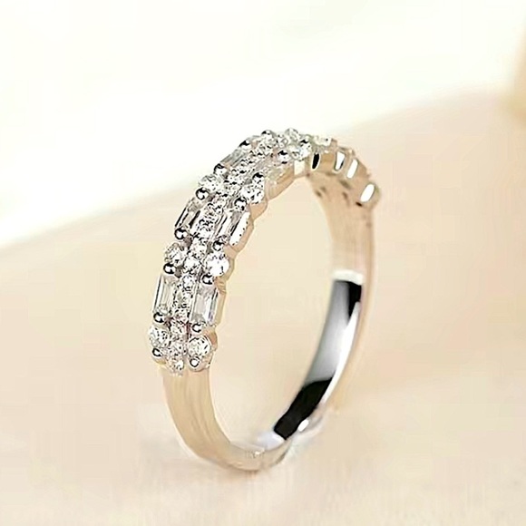 Sterling Silver Cubic Zircon Ring Minimalist, Dainty Diamond Stackable - Picture 3 of 5